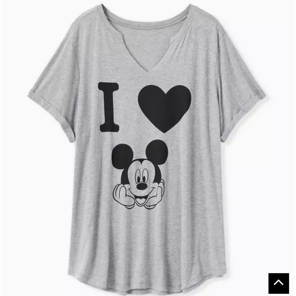 Disney Mickey Mouse Heart Heather Grey Jersey Top